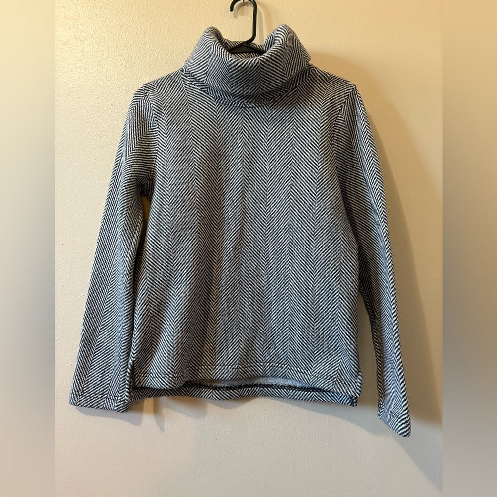 J. Crew Funnelneck Black Herringbone Pullover Sweater Women’s size Medium